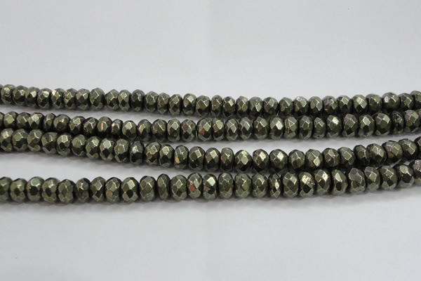 CPY429 15.5 inches 5*8mm faceted rondelle pyrite gemstone beads