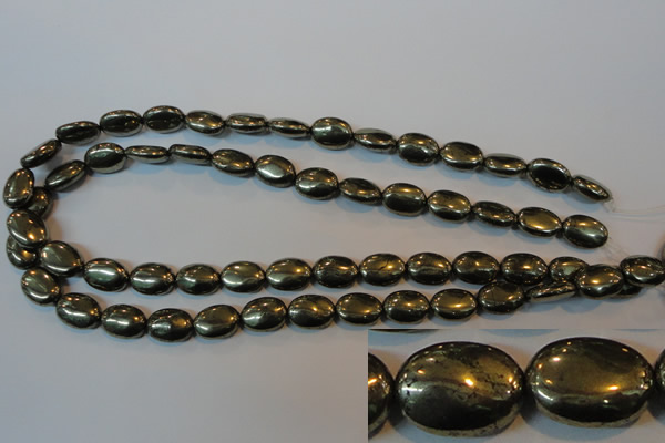 CPY44 16 inches 10*14mm oval pyrite gemstone beads wholesale