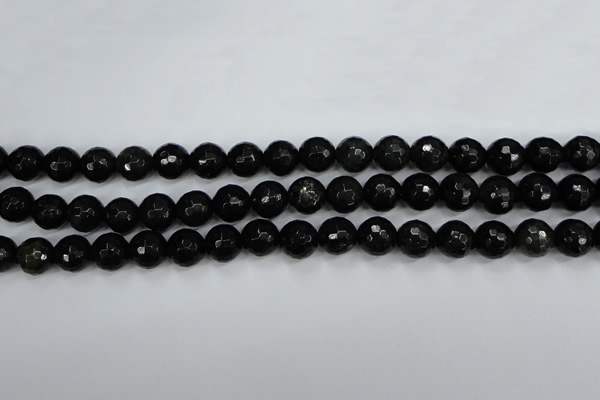 CPY502 15.5 inches 8mm faceted round natural chalcopyrite beads
