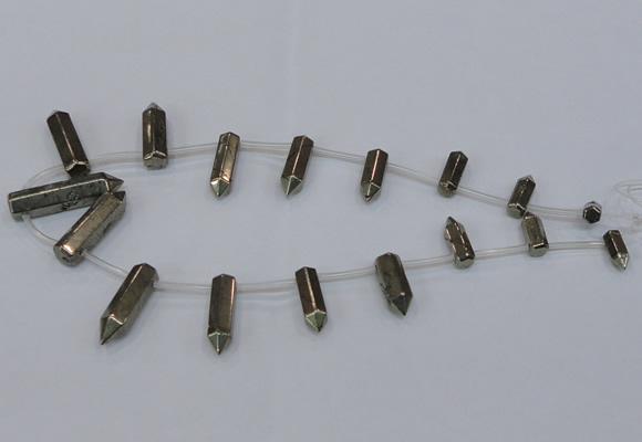 CPY556 Top drilled 6*14mm - 8*35mm sticks pyrite gemstone beads