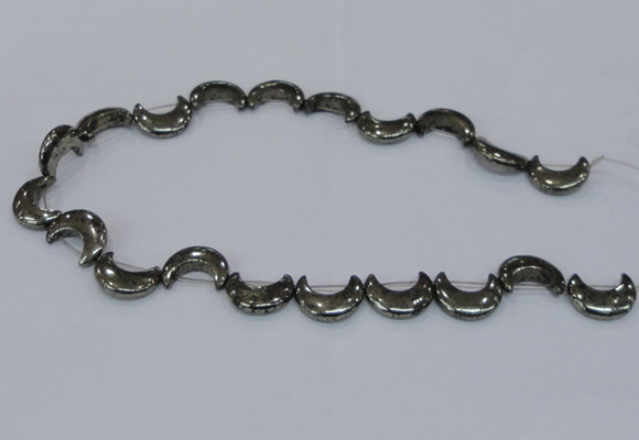 CPY568 15.5 inches 15*20mm curved moon pyrite gemstone beads