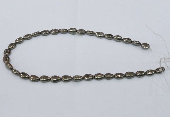 CPY576 15.5 inches 8*11mm flat teardrop pyrite gemstone beads