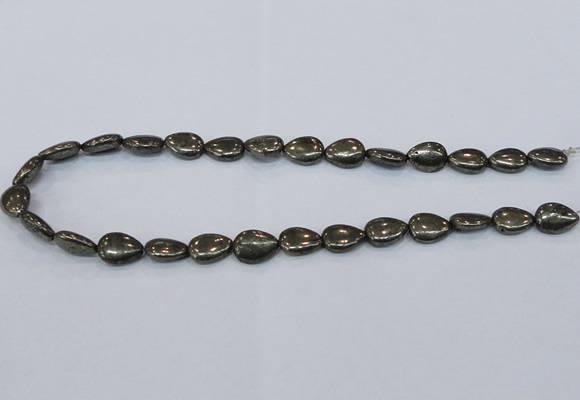 CPY577 15.5 inches 10*14mm flat teardrop pyrite gemstone beads