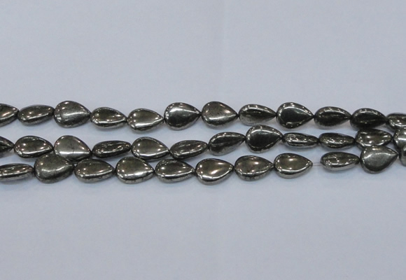 CPY578 15.5 inches 13*18mm flat teardrop pyrite gemstone beads