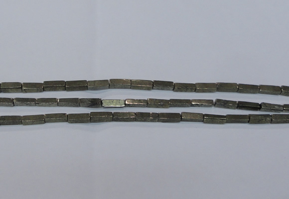 CPY592 15.5 inches 4*12mm cuboid pyrite gemstone beads