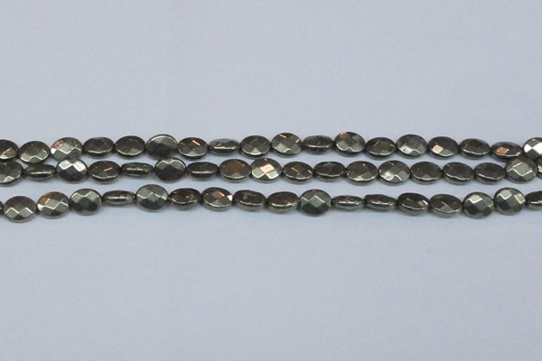 CPY631 15.5 inches 8*10mm faceted oval pyrite gemstone beads