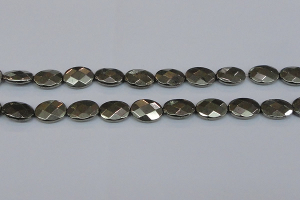 CPY633 15.5 inches 15*20mm faceted oval pyrite gemstone beads