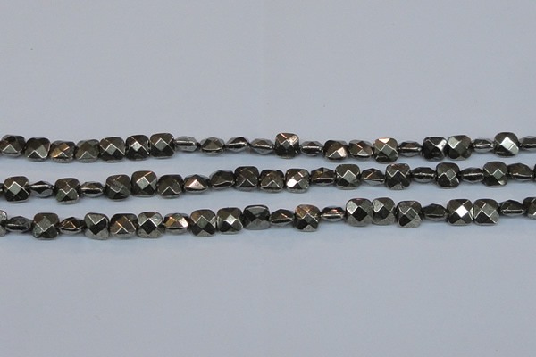 CPY635 15.5 inches 8*8mm faceted square pyrite gemstone beads