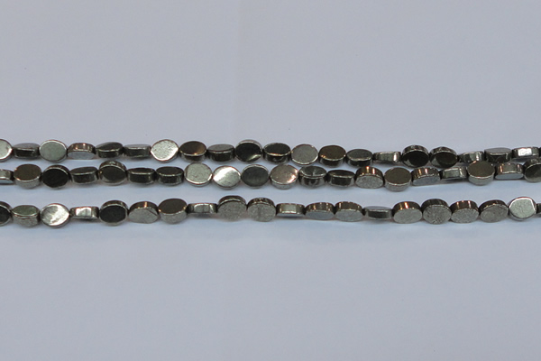 CPY640 15.5 inches 6*8mm oval pyrite gemstone beads wholesale