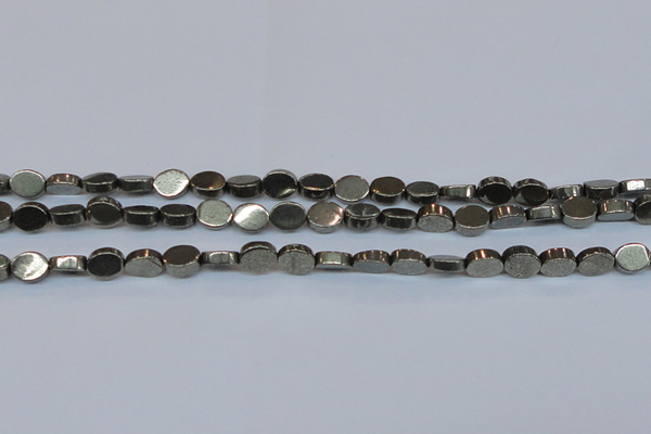 CPY641 15.5 inches 8*10mm oval pyrite gemstone beads wholesale