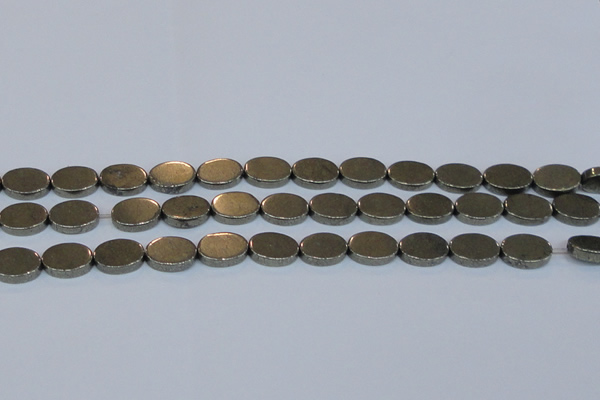 CPY642 15.5 inches 10*14mm oval pyrite gemstone beads wholesale