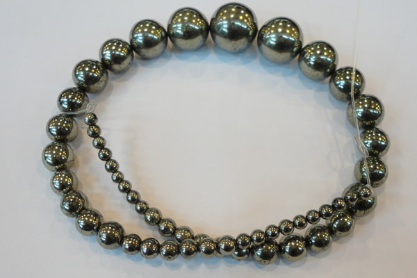 CPY74 15.5 inches 4mm - 18mm round pyrite gemstone beads wholesale