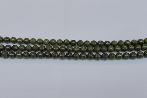CPY752 15.5 inches 8mm round pyrite gemstone beads wholesale