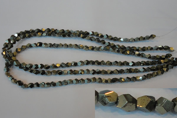 CPY76 15.5 inches 5-6mm faceted nuggets pyrite gemstone beads