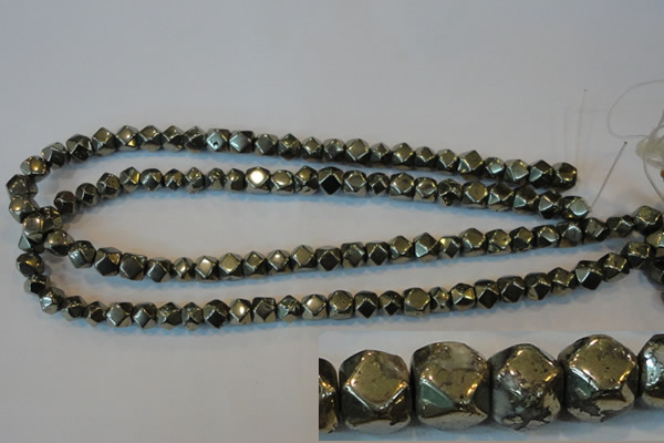 CPY78 15.5 inches 8-9mm faceted nuggets pyrite gemstone beads