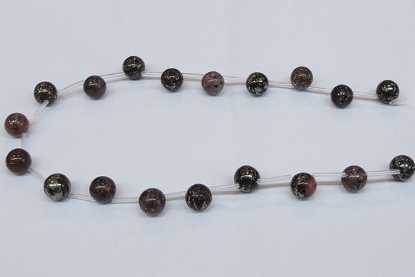CPY780 Top drilled 10mm round pyrite gemstone beads wholesale