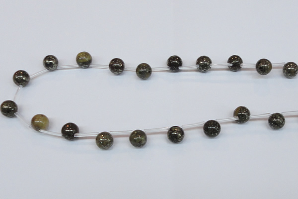 CPY782 Top drilled 10mm round pyrite gemstone beads wholesale