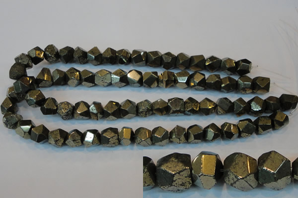 CPY80 15.5 inches 12mm faceted nuggets pyrite gemstone beads