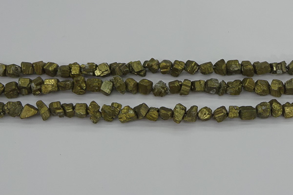 CPY802 15.5 inches 6*10mm - 8*12mm nuggets plated pyrite beads