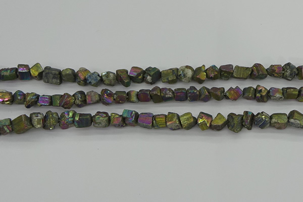 CPY803 15.5 inches 6*10mm - 8*12mm nuggets plated pyrite beads