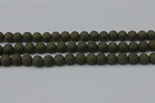 CPY816 15.5 inches 10mm round matte pyrite beads wholesale