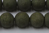 CPY818 15.5 inches 14mm round matte pyrite beads wholesale