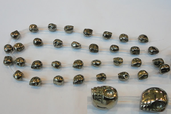 CPY85 15.5 inches 12mm carved skull pyrite gemstone beads wholesale