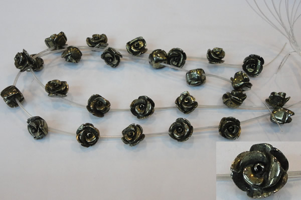 CPY94 15.5 inches 16mm carved rose pyrite gemstone beads wholesale