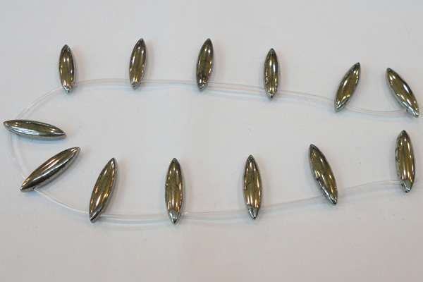 CPY98 Top-drilled 8*30mm marquise pyrite gemstone beads wholesale