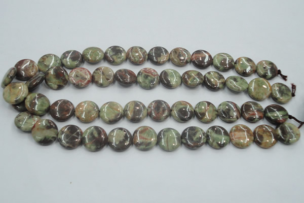 CRA11 15.5 inches 16mm flat round natural rainforest agate beads