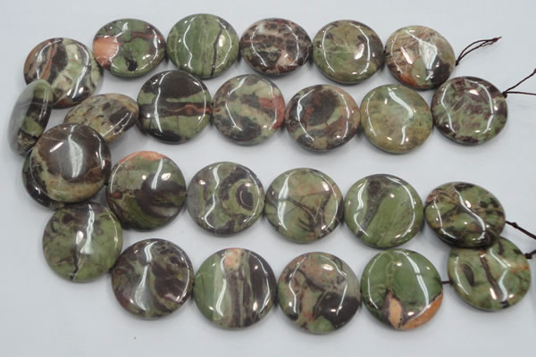 CRA14 15.5 inches 30mm flat round natural rainforest agate beads