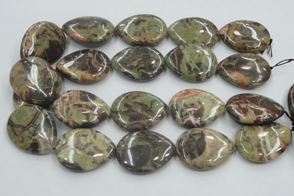 CRA21 15.5 inches 30*40mm flat teardrop natural rainforest agate beads