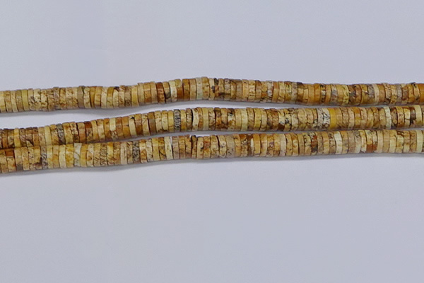 CRB1018 15.5 inches 2*7mm heishi picture jasper beads wholesale