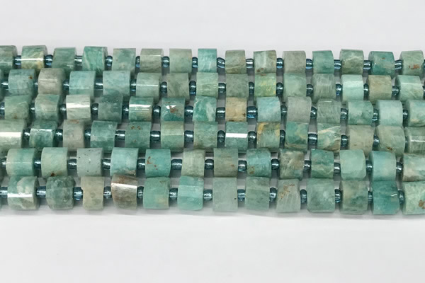 CRB1069 15.5 inches 5*8mm - 6*8mm faceted tyre amazonite beads