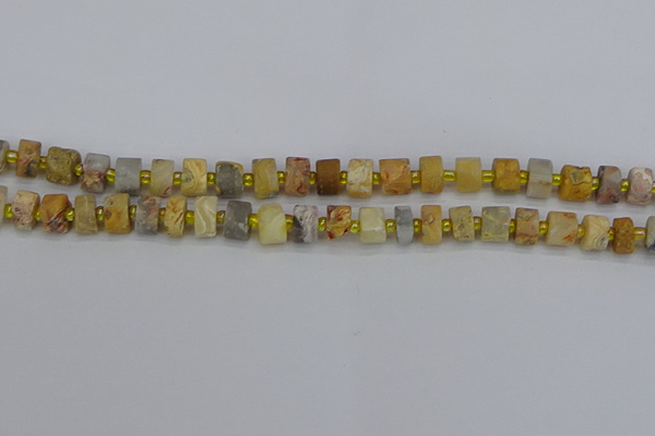 CRB1245 15.5 inches 5*8mm tyre matte crazy lace agate beads