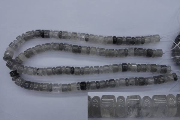 CRB125 15.5 inches 4*10mm & 7*10mm rondelle cloudy quartz beads