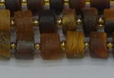 CRB1253 15.5 inches 6*10mm tyre matte yellow tiger eye beads