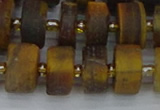 CRB1256 15.5 inches 8*16mm tyre matte yellow tiger eye beads