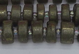 CRB1261 15.5 inches 6*12mm tyre matte pyrite gemstone beads