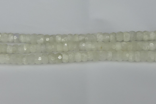 CRB1280 15.5 inches 6*10mm faceted rondelle white moonstone beads