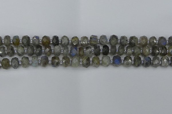 CRB1295 15.5 inches 5*8mm faceted rondelle labradorite beads