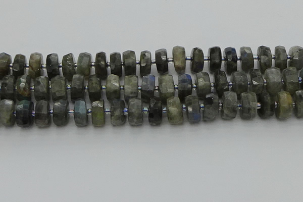 CRB1303 15.5 inches 7*14mm faceted rondelle labradorite beads
