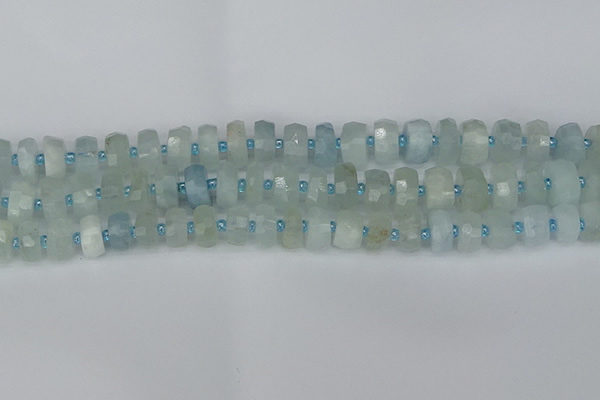 CRB1311 15.5 inches 6*10mm faceted rondelle aquamarine beads