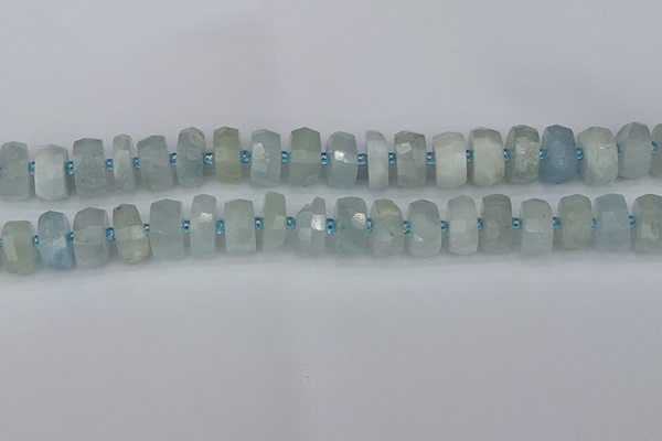 CRB1312 15.5 inches 6*12mm faceted rondelle aquamarine beads