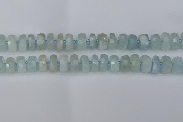 CRB1314 15.5 inches 7*14mm faceted rondelle aquamarine beads