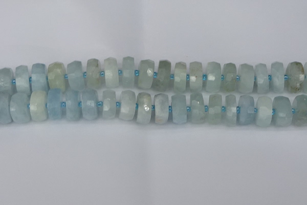 CRB1315 15.5 inches 8*16mm faceted rondelle aquamarine beads