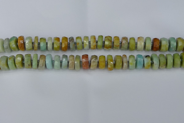 CRB1361 15.5 inches 6*10mm faceted rondelle Chinese amazonite beads