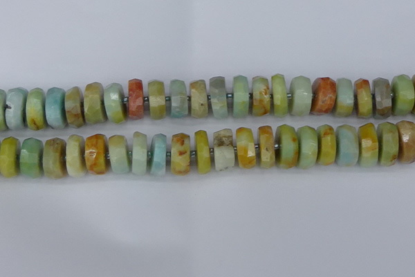 CRB1364 15.5 inches 8*16mm faceted rondelle Chinese amazonite beads