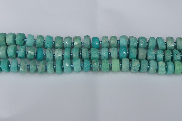 CRB1371 15.5 inches 6*10mm faceted rondelle amazonite beads