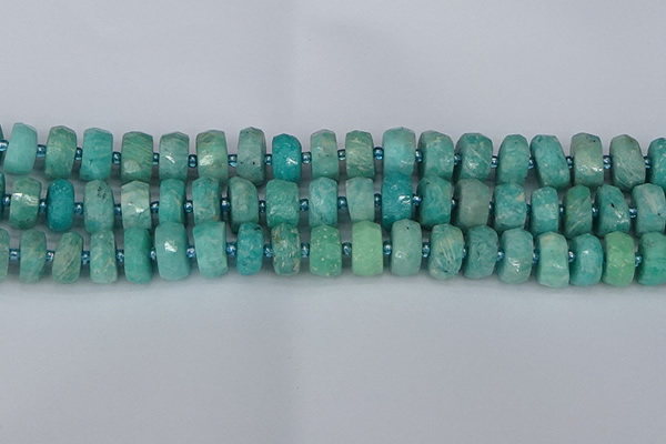 CRB1372 15.5 inches 6*12mm faceted rondelle amazonite beads